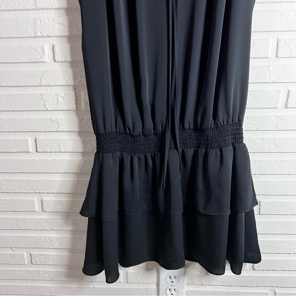 Amanda Uprichard Black Short Sleeve Ruffle Smocked Waist Dress, Size Small - Picture 7 of 8